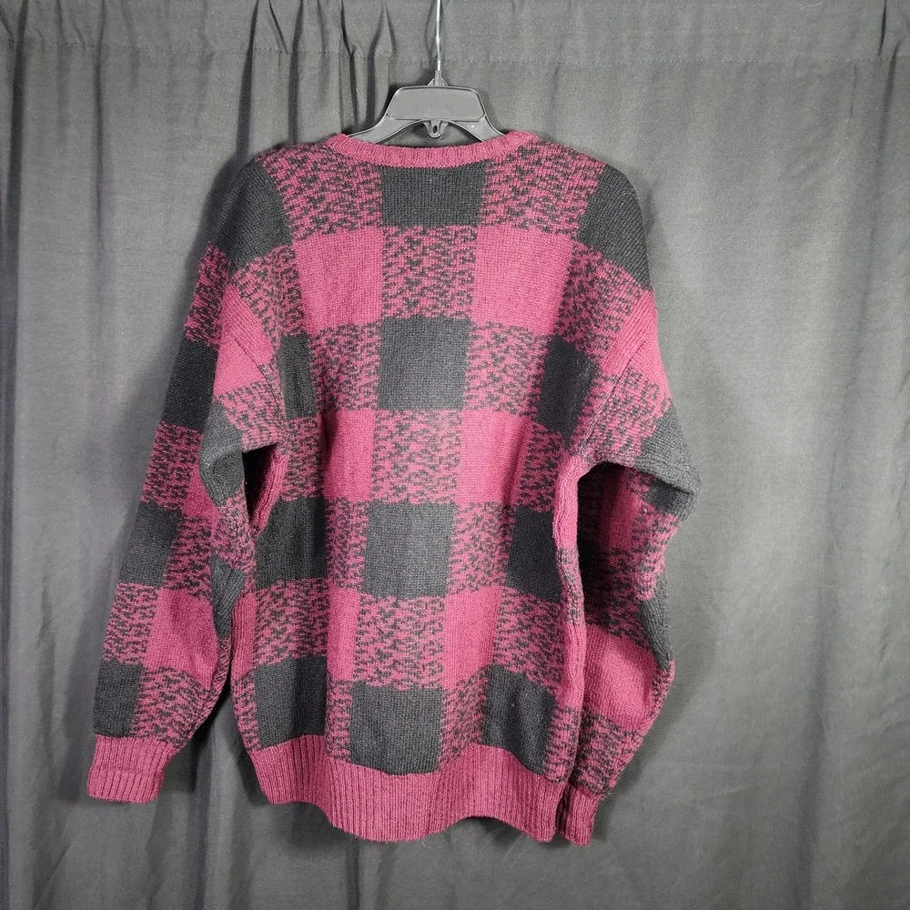 Vintage 1990s Abercrombie & Fitch 100% Wool Sweater Large Checkered Rustic‎